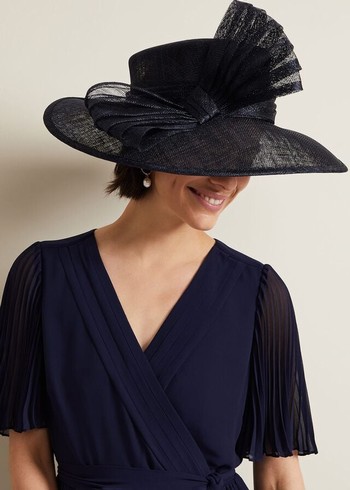 Phase Eight Pleat Bow Hats Navy Australia | WQ0523946